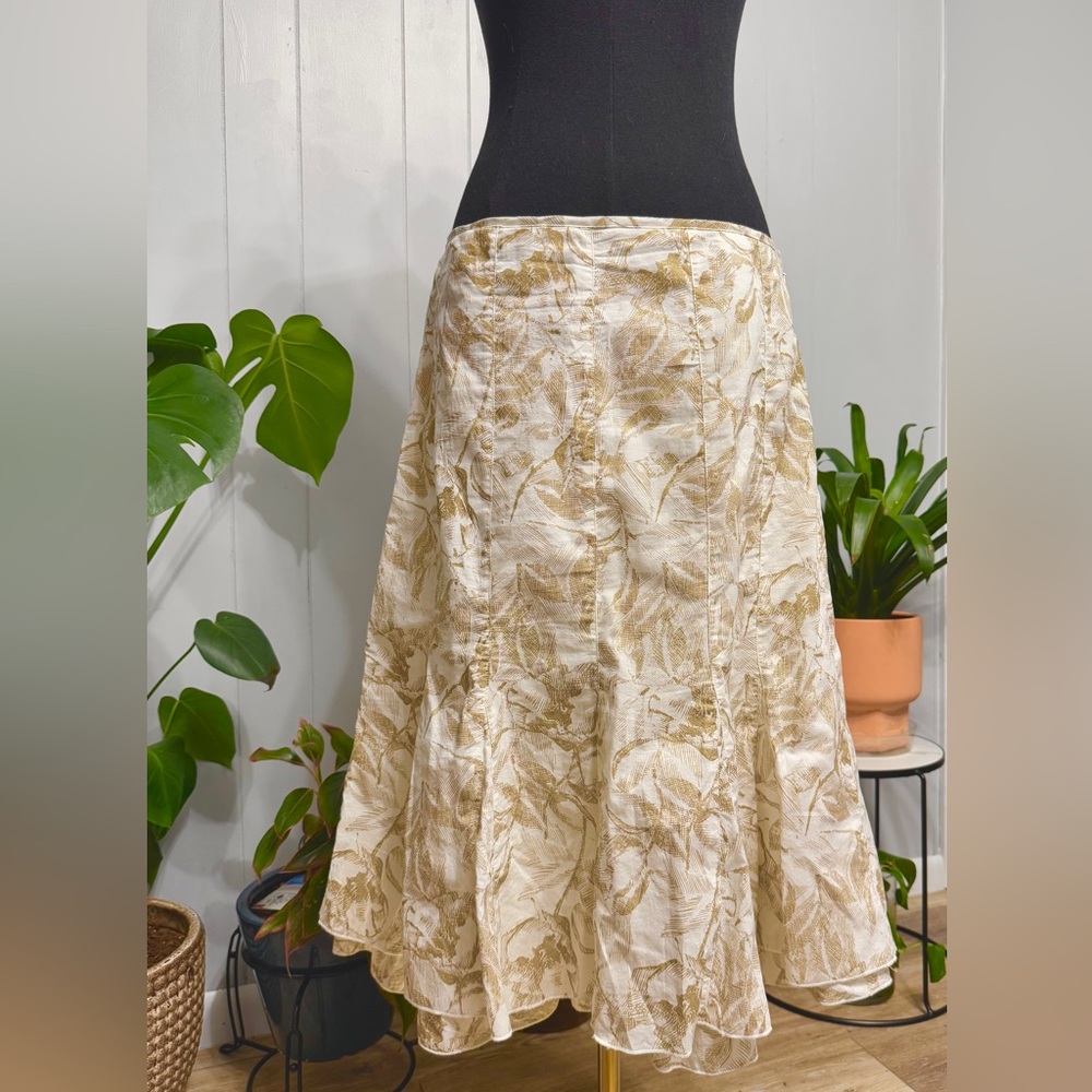 Coldwater Creek Cream and Gold ( brown) Floral Skirt